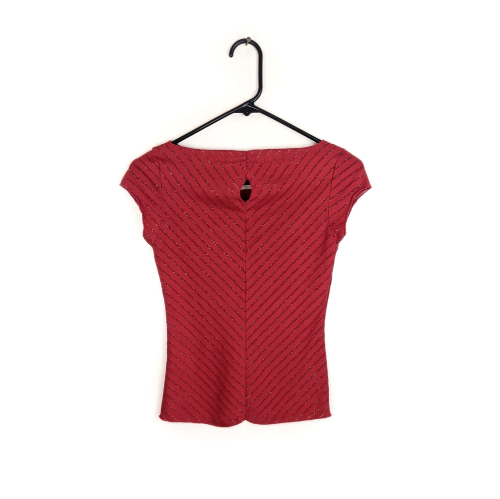 Y2K Wide Neck Keyhole Cutout Fitted Tee